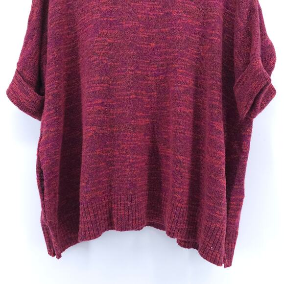 Torrid Boho Chic Vibrant Marled Maroon V-Neck Cuffed Short-Sleeve Sweater 14/16 - Picture 9 of 10